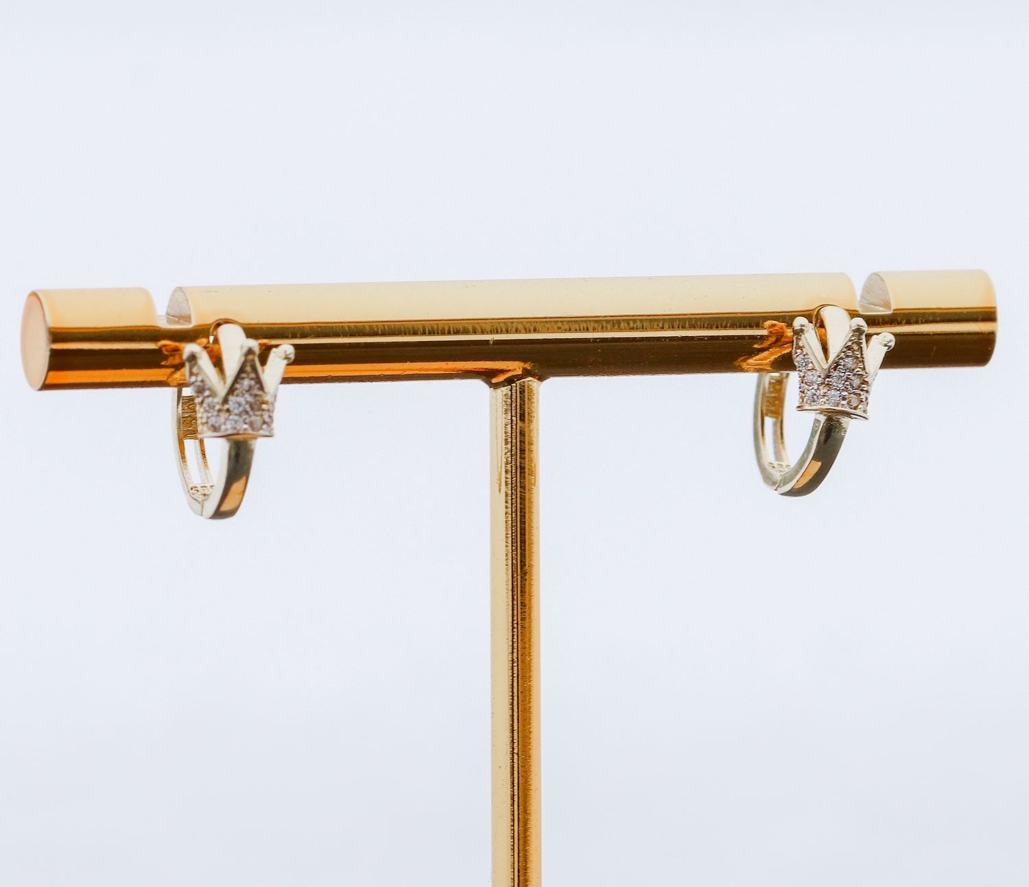 Crown Hoops 14kt YG CZ 1cm 1.7gr ER00159