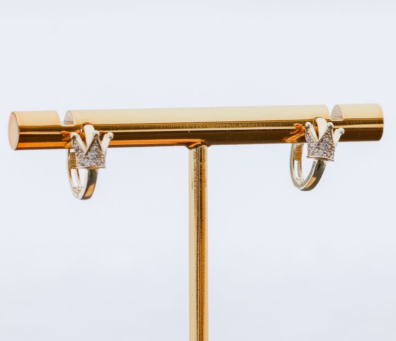 Crown Hoops 14kt YG CZ 1cm 1.7gr ER00159