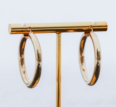 Tube Hoop Earrings 10kt YG 3.3gr 1&quot; 4mm  ER00466