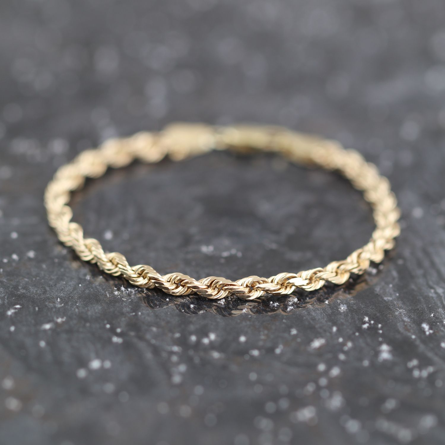 Diamond Cut Rope Bracelet 10kt YG 6.4gr 3mm​ BR000269