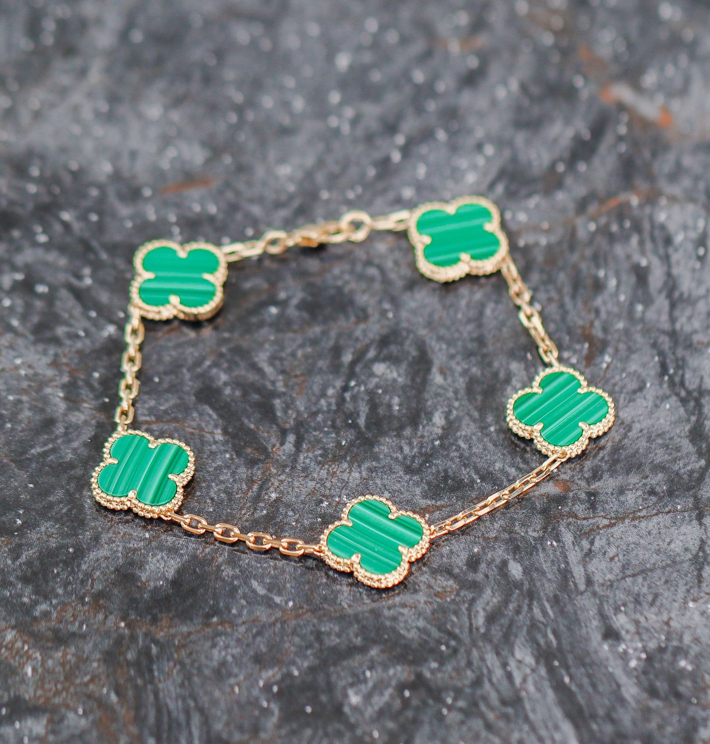 Malachite Bracelet YG 18kt 7.75&quot; BR000360