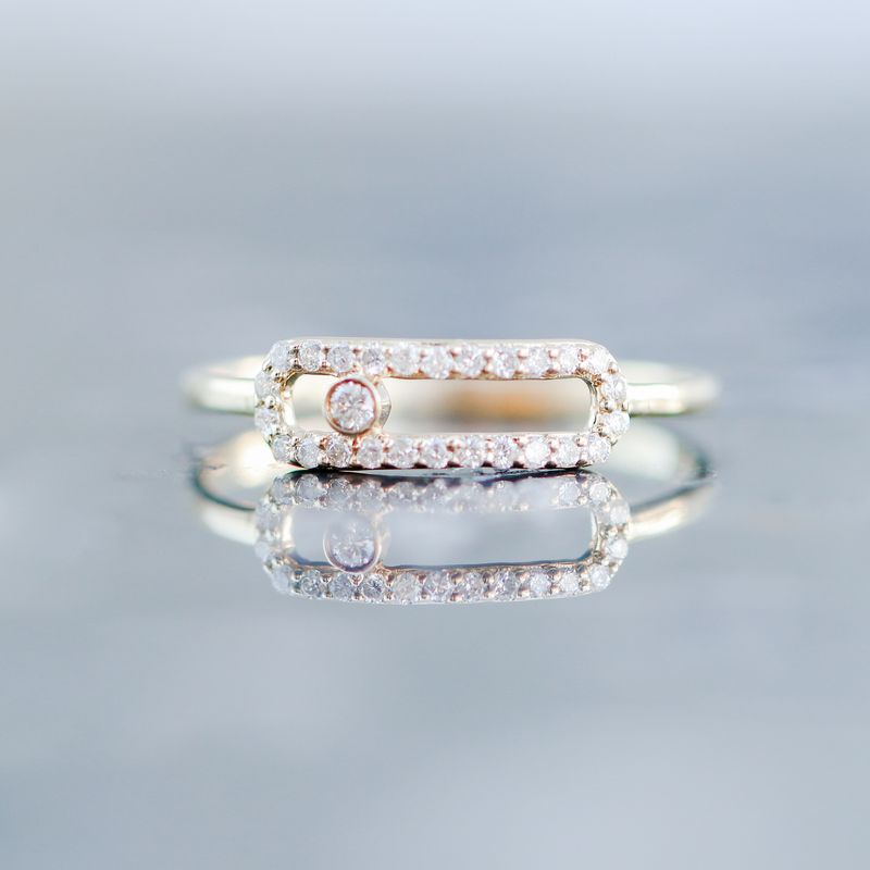 Diamond Paper Clip Ring 14kt YG 0.15cttw 0.9gr RN00135