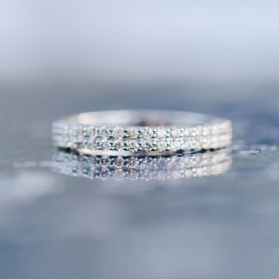 Double Row Diamond Ring 10kt WG SI-GH 0.80cttw Size 10 RN00158