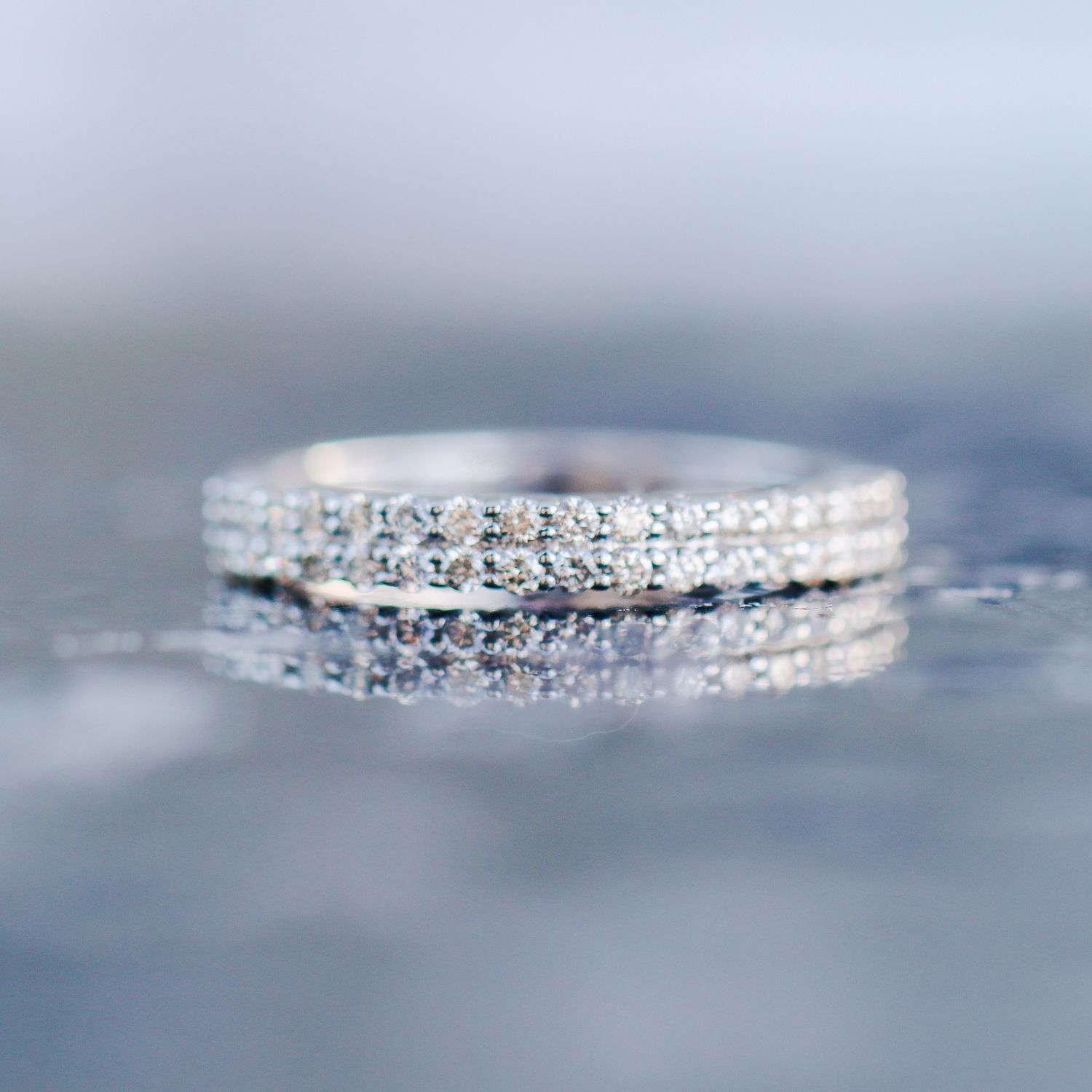 Double Row Diamond Ring 10kt WG SI-GH 0.80cttw Size 10 RN00158