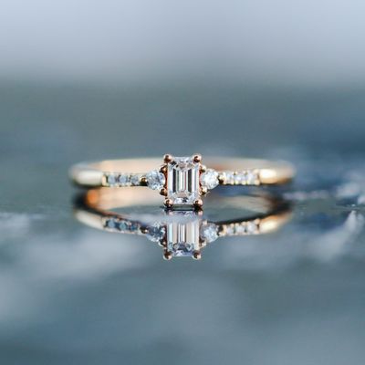 Promise Ring Baguette &amp; Rounds 18kt RG 1.40gr Si+ GH+ 0.24cttw Size 6 RN00178