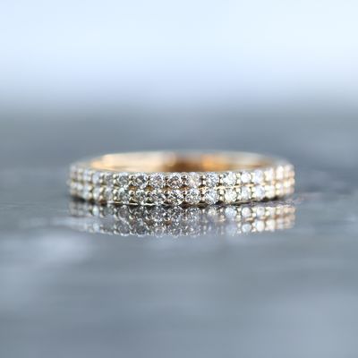 Double Row Diamond Ring 10kt YG SI-GH 0.80cttw Size 10 RN00156