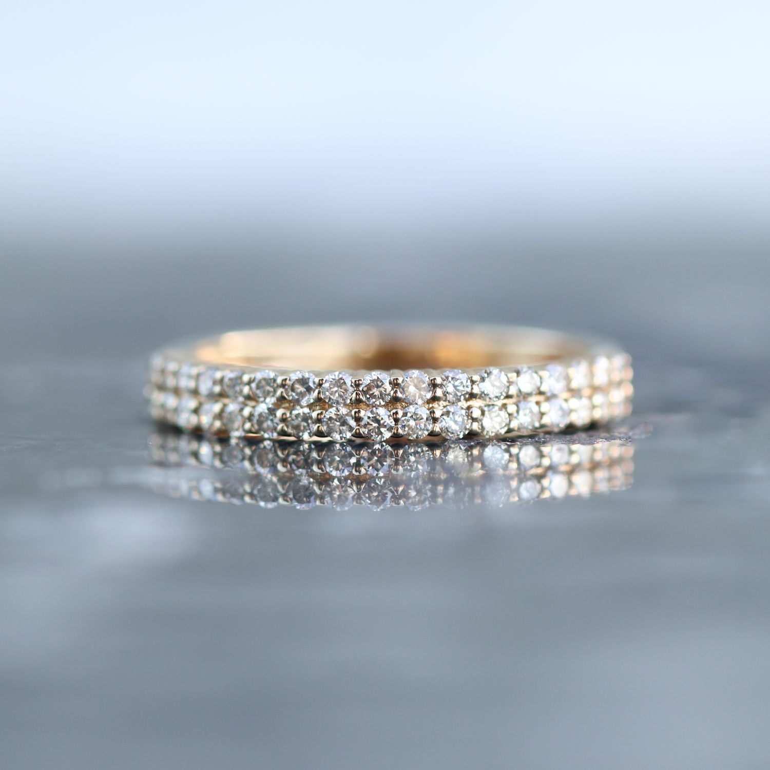 Double Row Diamond Ring 10kt YG SI-GH 0.80cttw Size 10 RN00156