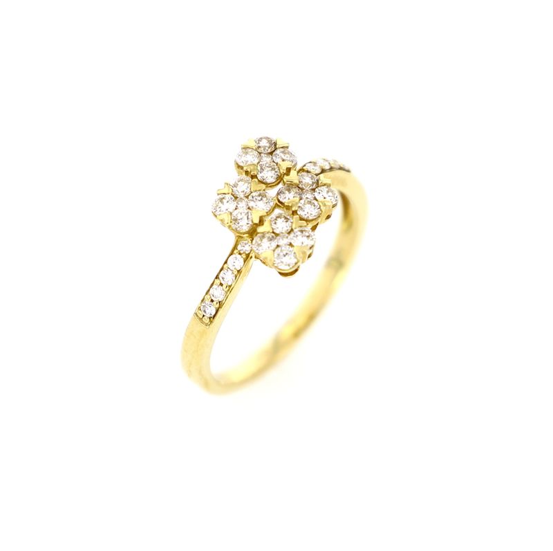 4-Clover Staggered Ring 14kt YG 1.98gr 0.47cttw RN000373