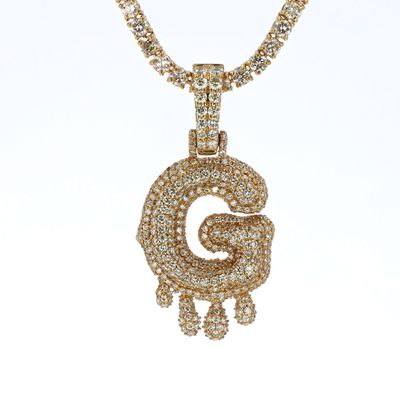 3D Letter G Diamond Pendant Drip Style 10kt YG 4.90gr 1.5ct plus PN00190C