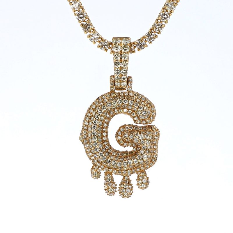3D Letter G Diamond Pendant Drip Style 10kt YG 4.90gr 1.5ct plus PN00190C