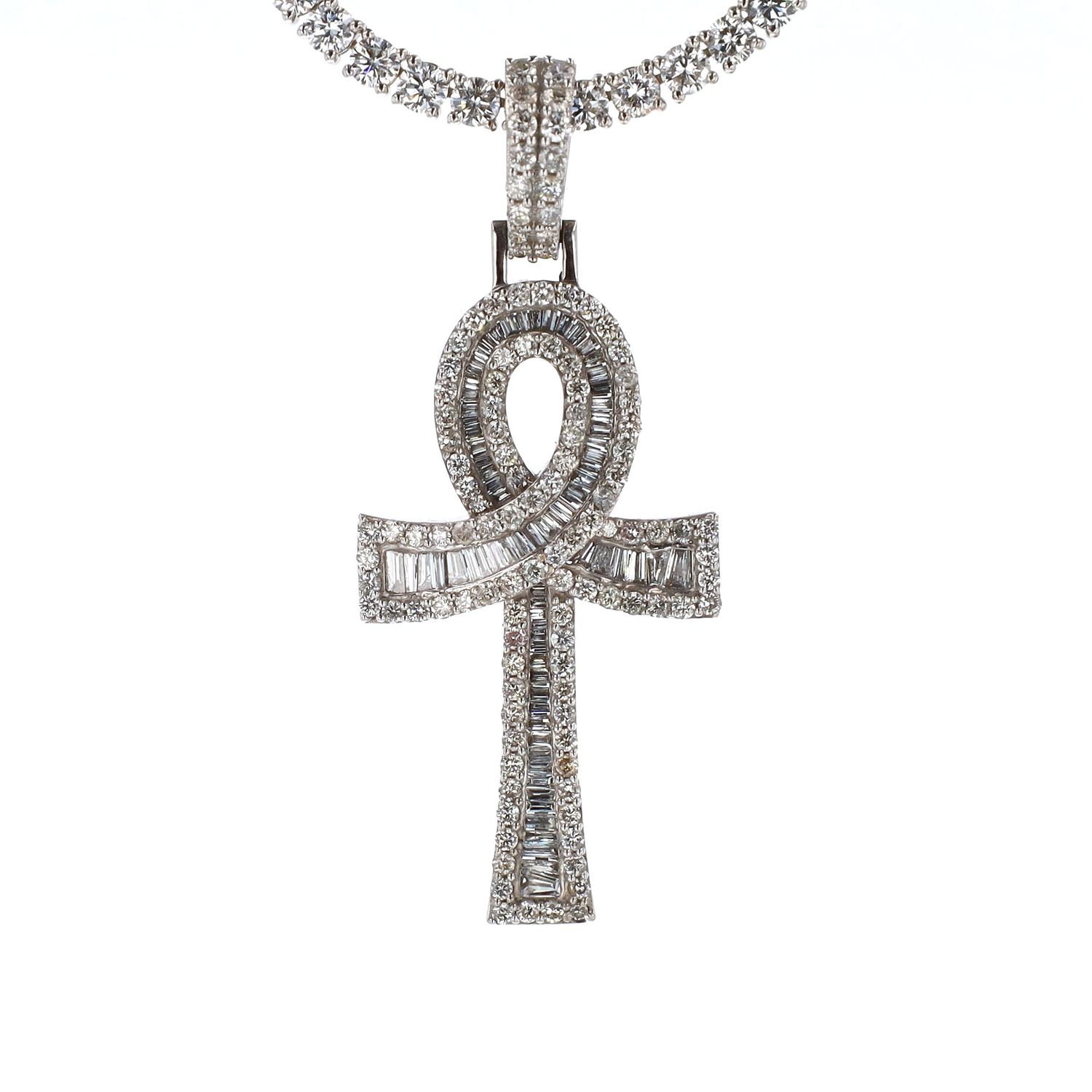 Ankh Cross W/Diamond 10kt WG 6.9gr 1.75cttw Si-I GHI PN000946