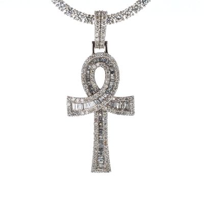 Ankh Cross W/Diamond 10kt WG 6.9gr 1.75cttw Si-I GHI PN000946