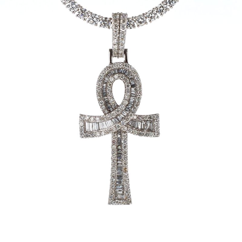 Ankh Cross W/Diamond 10kt WG 6.9gr 1.75cttw Si-I GHI PN000946