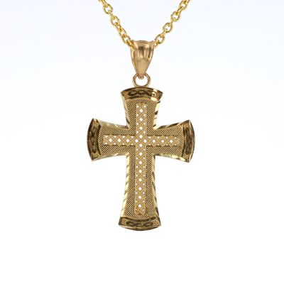 Fancy Cut Cross 10kt YG 1.6gr PN000818