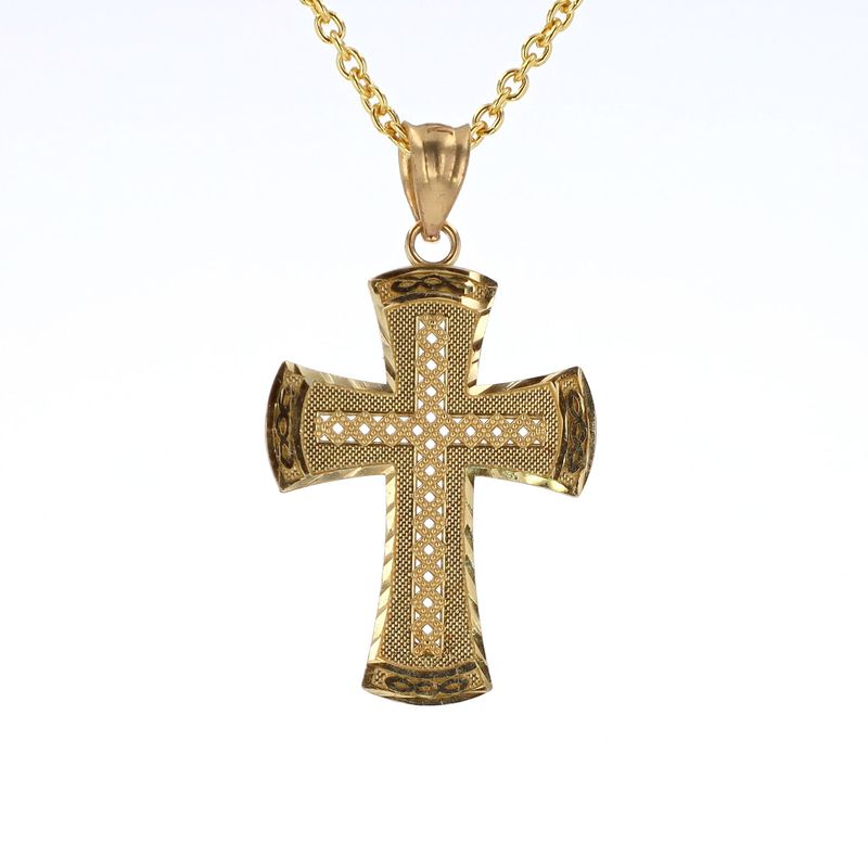 Fancy Cut Cross 10kt YG 1.6gr PN000818