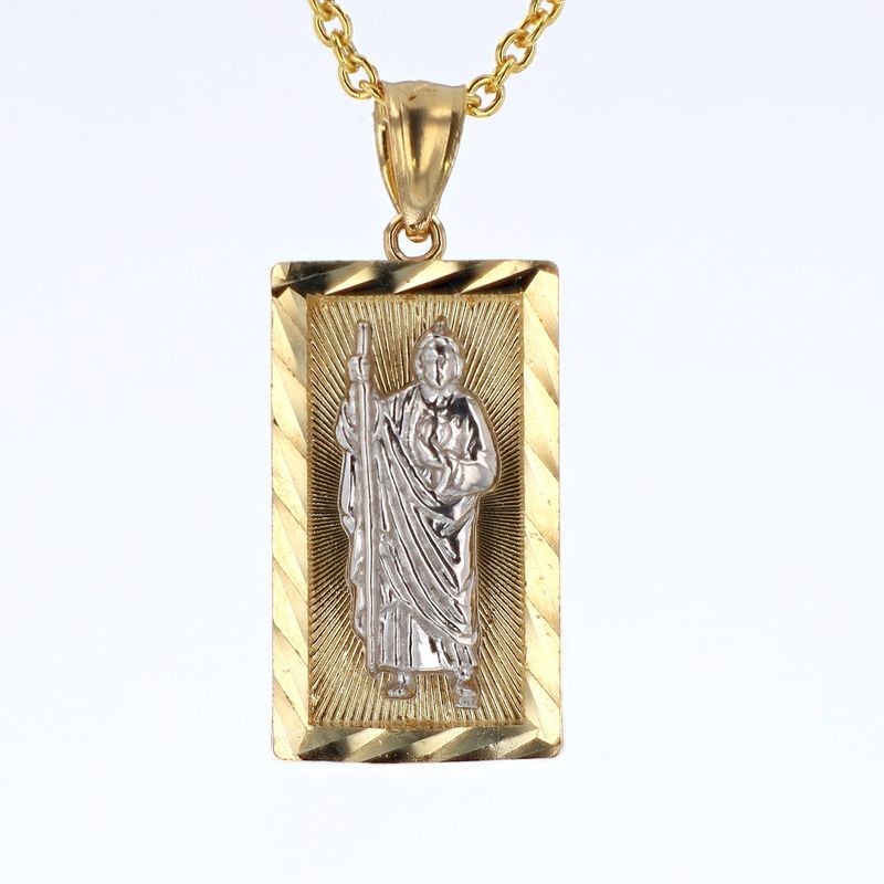 Sq Jesus Pendant 14kt YG/WG 3gr PN00181