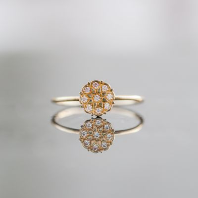 Flower Ring 10kt YG CZ 0.9gr RN00118