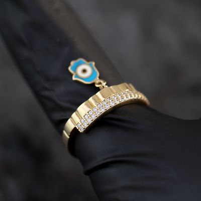 Evil Eye Hamsa Ring 10kt YG 2.0gr RN00132