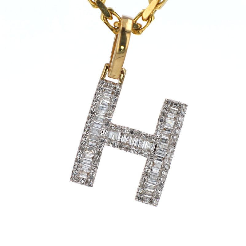 Baguette Letter H Pendant 10kt YG 1.6gr 0.50cttw PN0001037