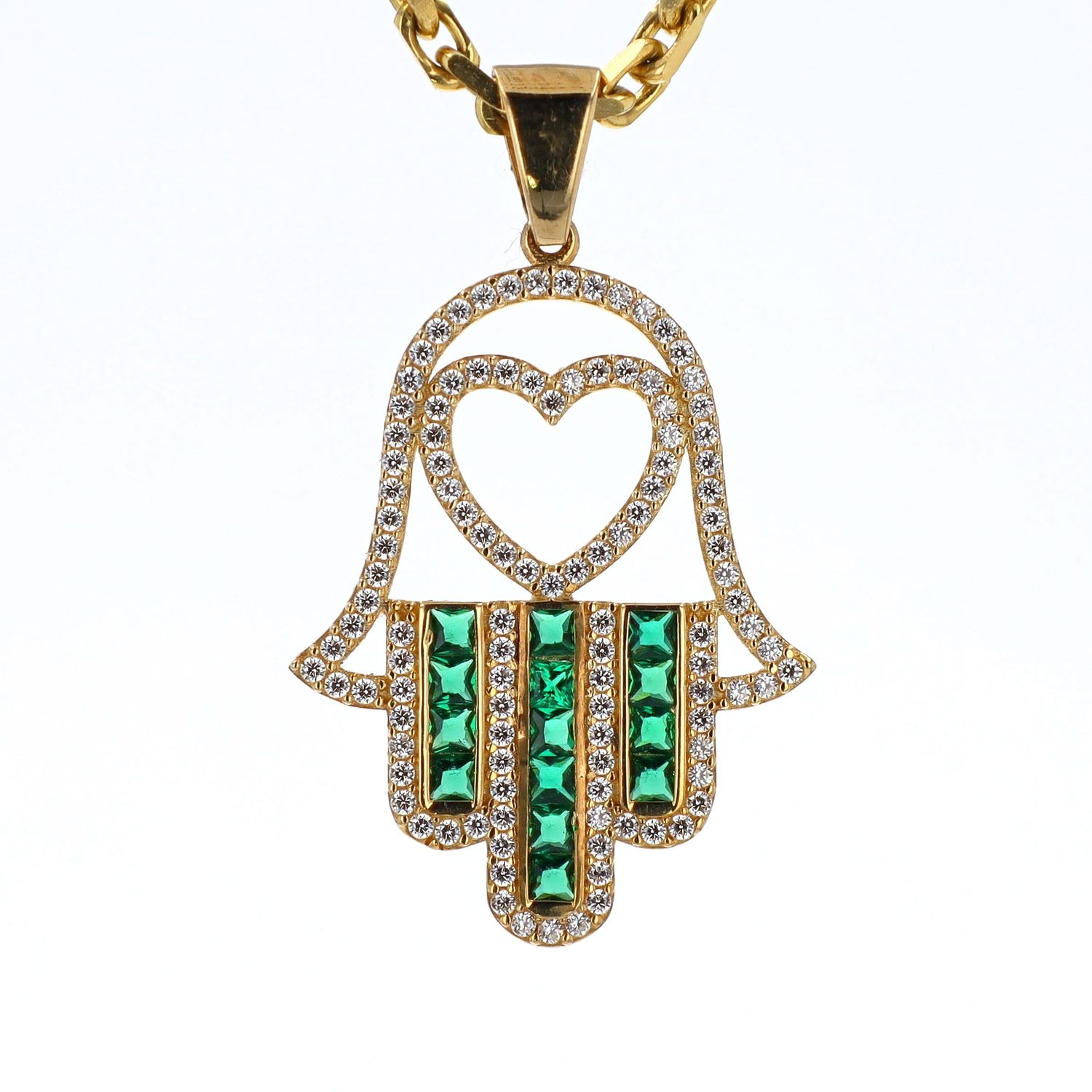 Hamsa Hand Pendant 10kt YG 2.5gr CZ PN00157