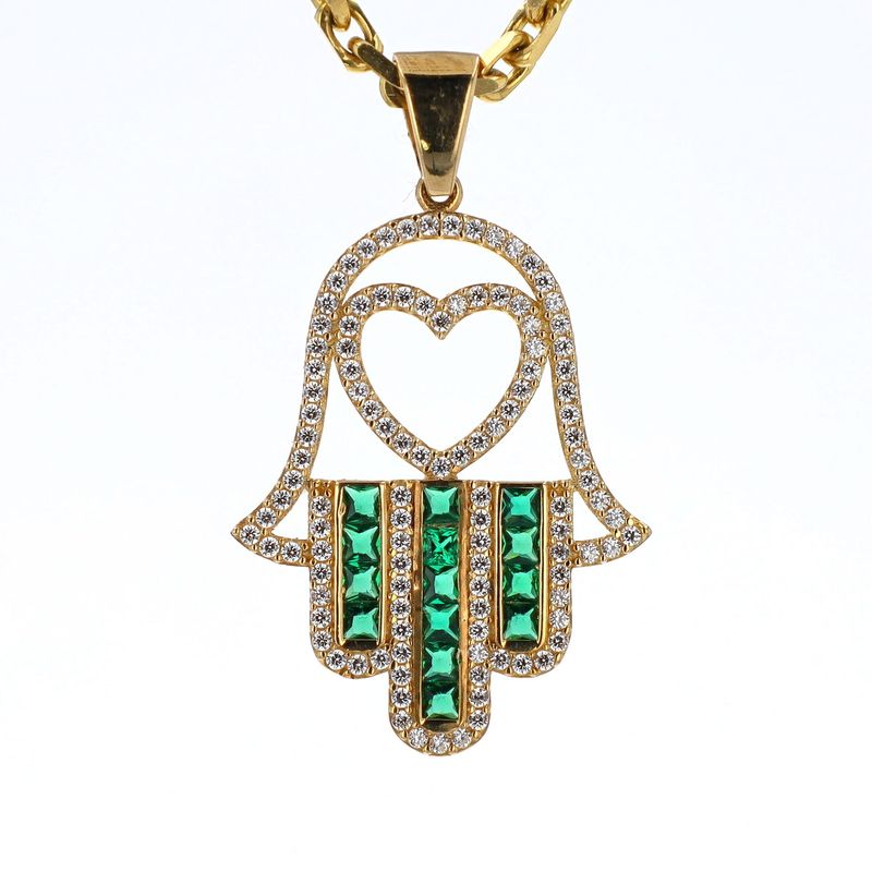 Hamsa Hand Pendant 10kt YG 2.5gr CZ PN00157