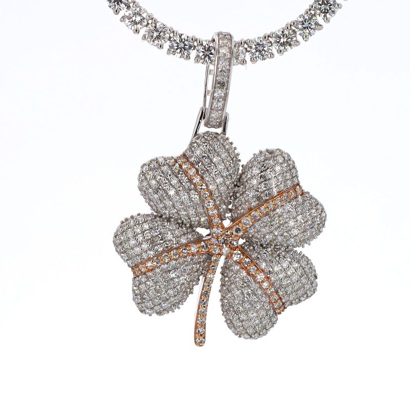Diamond Clover Pendant 10kt WG SI-GH 1.65cttw PN00144