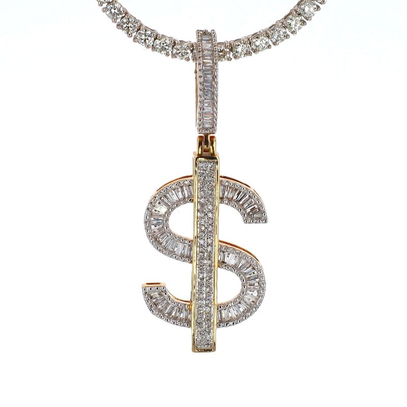 Money Sign Pendant 10kt YG 3.8gr 0.50cttw SI-I GHIJ PN000992