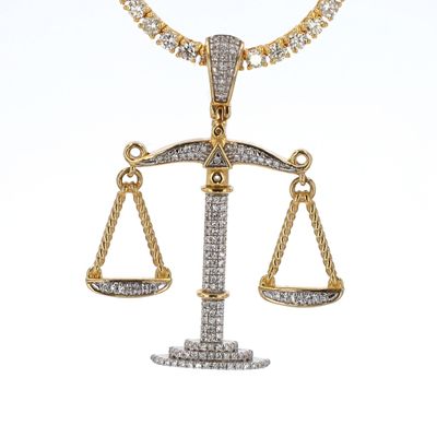 Triple Beam Libra Symbol Pendant 10kt YG 4.5gr 0.27cttw SI-I GHI PN0001042