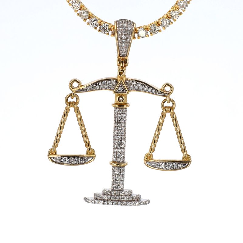 Triple Beam Libra Symbol Pendant 10kt YG 4.5gr 0.27cttw SI-I GHI PN0001042