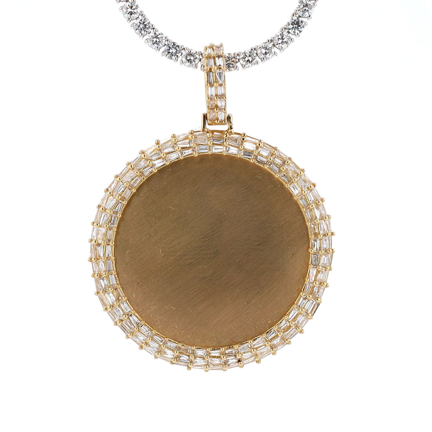 3-Row Baguette Photo Frame Pendant 14kt YG 11.1gr 2.64cttw Si GHI PN000949