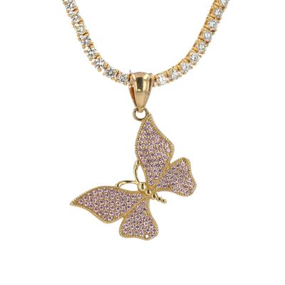 Butterfly Pendant CZ 10kt YG 2.6gr PN00123