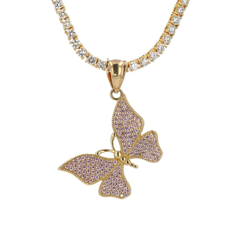 Butterfly Pendant CZ 10kt YG 2.6gr PN00123