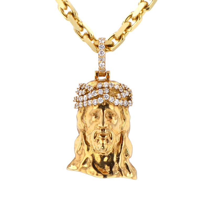 CDB Bijoux Jesus Pendant Head 18kt YG 4.1gr 0.25cttw VS GH+ PN0001047