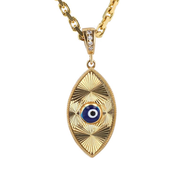 Blue Starburst Evil Eye Pendant 10kt YG CZ 2.3gr PN00131