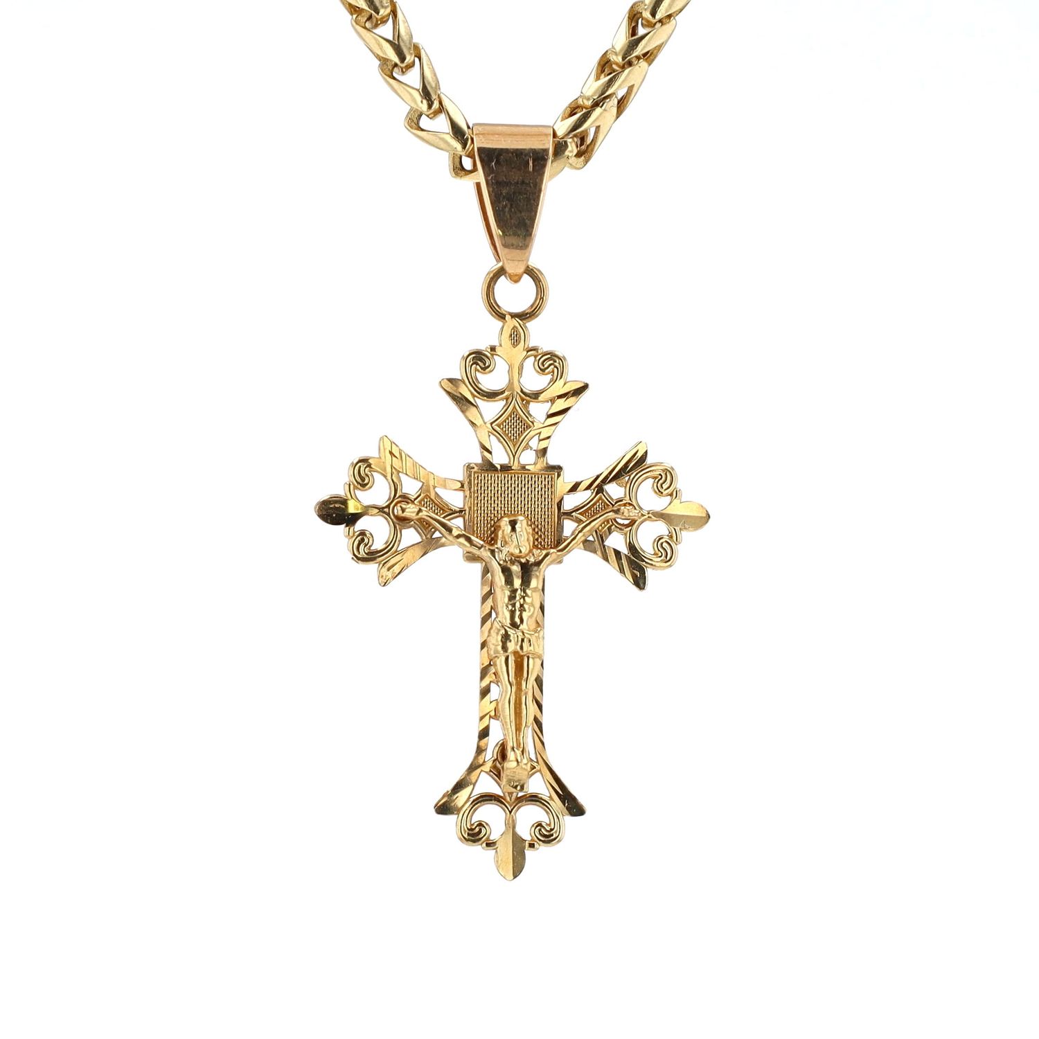 Fancy Jesus on Cross Pendant 10kt YG 4.2gr      PN000803