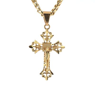 Fancy Jesus on Cross Pendant 10kt YG 4.2gr      PN000803