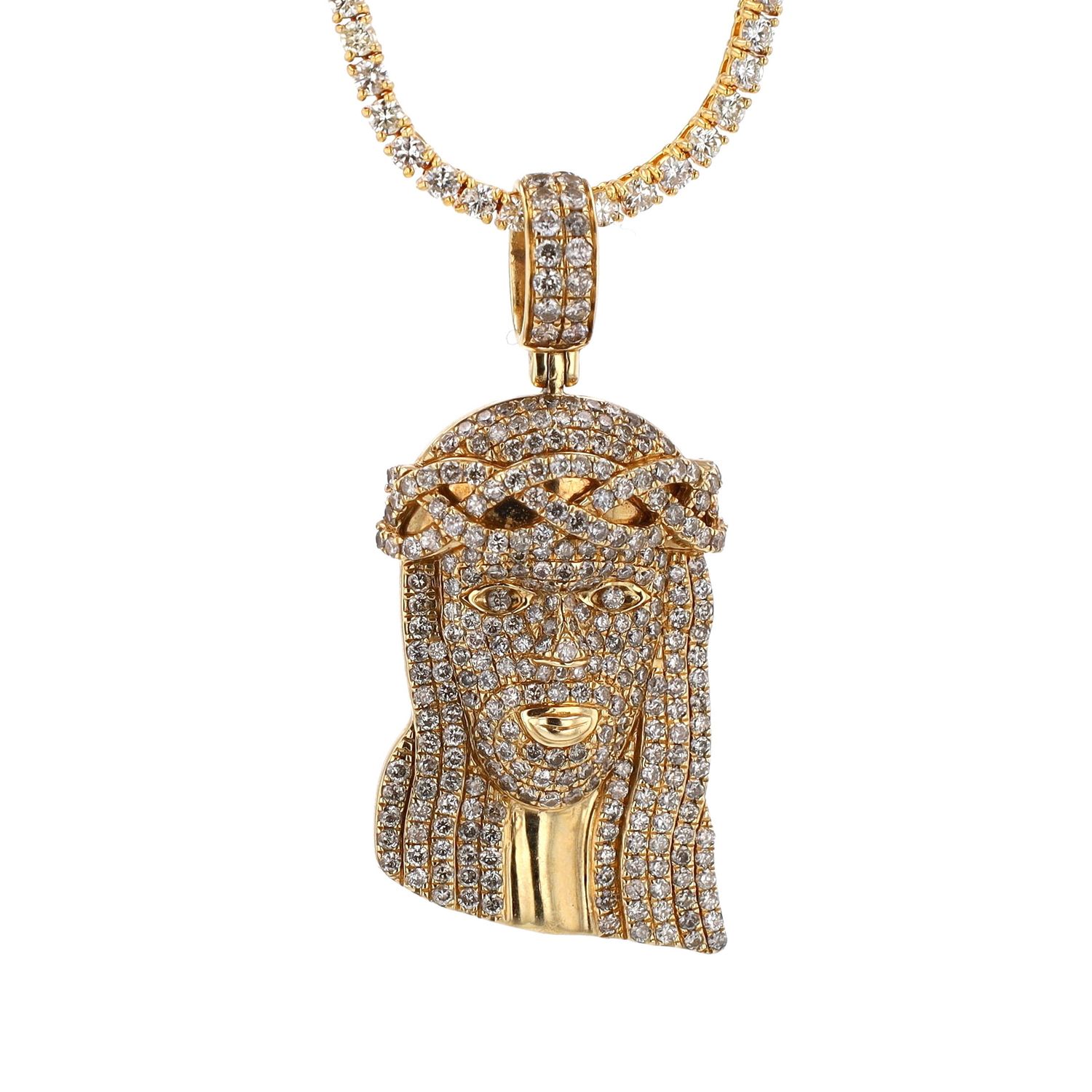 Large Jesus Head Pendant 14kt YG 18.9gr 3.54cttw SI-GHI PN000951
