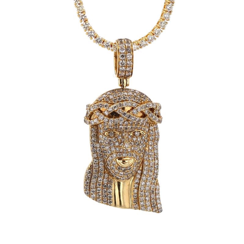 Large Jesus Head Pendant 14kt YG 18.9gr 3.54cttw SI-GHI PN000951