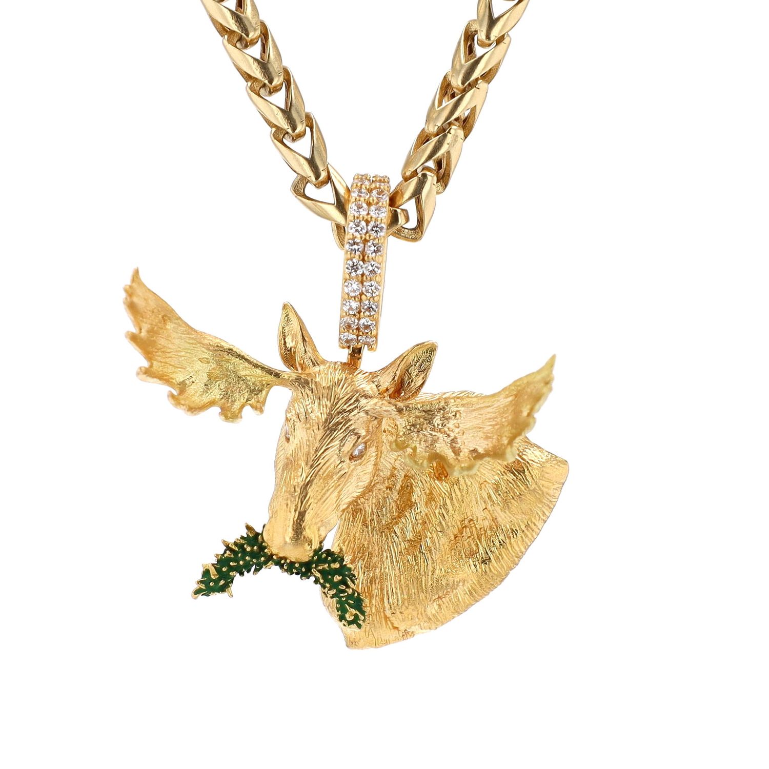 Moose Head  Pendant 18kt YG 27.87gr VS+ FG+ 0.34cttw PN000695