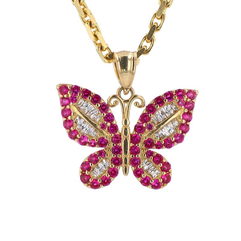 Pink Butterfly Pendant 10kt YG 3.4gr PN00127