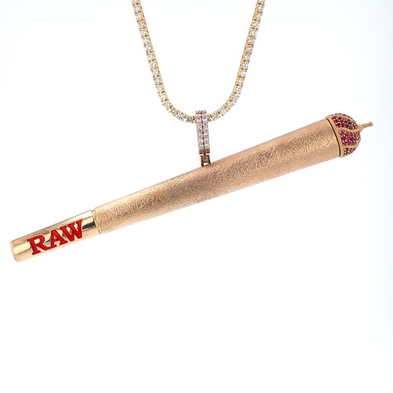 Raw Pendant Holder 10kt YG 39.17gr VS/FG Diamond Bail / Rubie tip PN00142