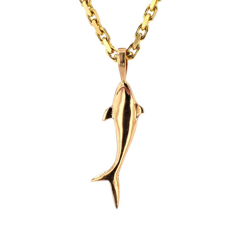Shark Pendant With Diamond Eyes 14kt YG 3.4gr PN00105
