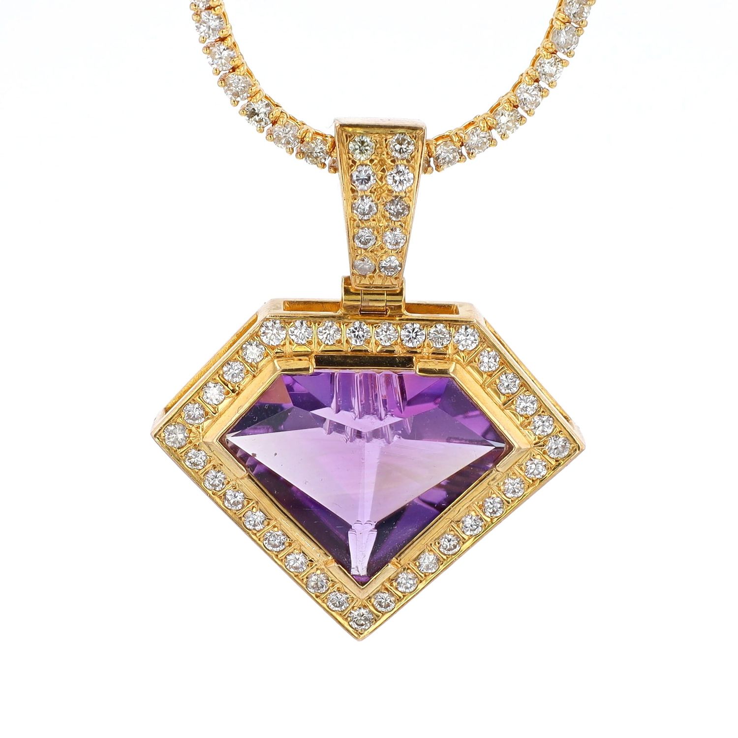 Diamond Amethyst Pendant 10kt YG 15.5gr 1.75&quot; PN00141