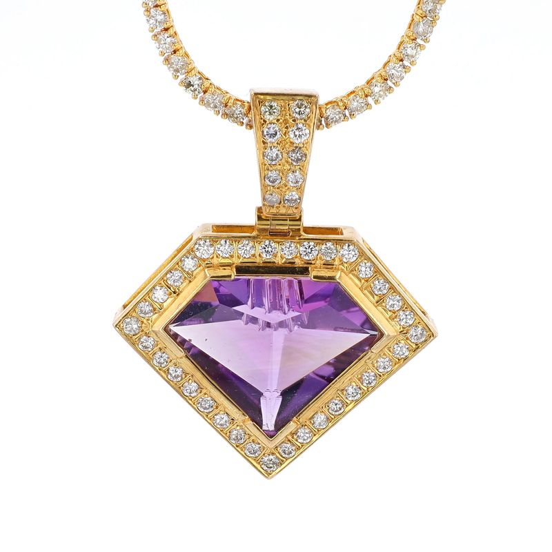 Diamond Amethyst Pendant 10kt YG 15.5gr 1.75&quot; PN00141