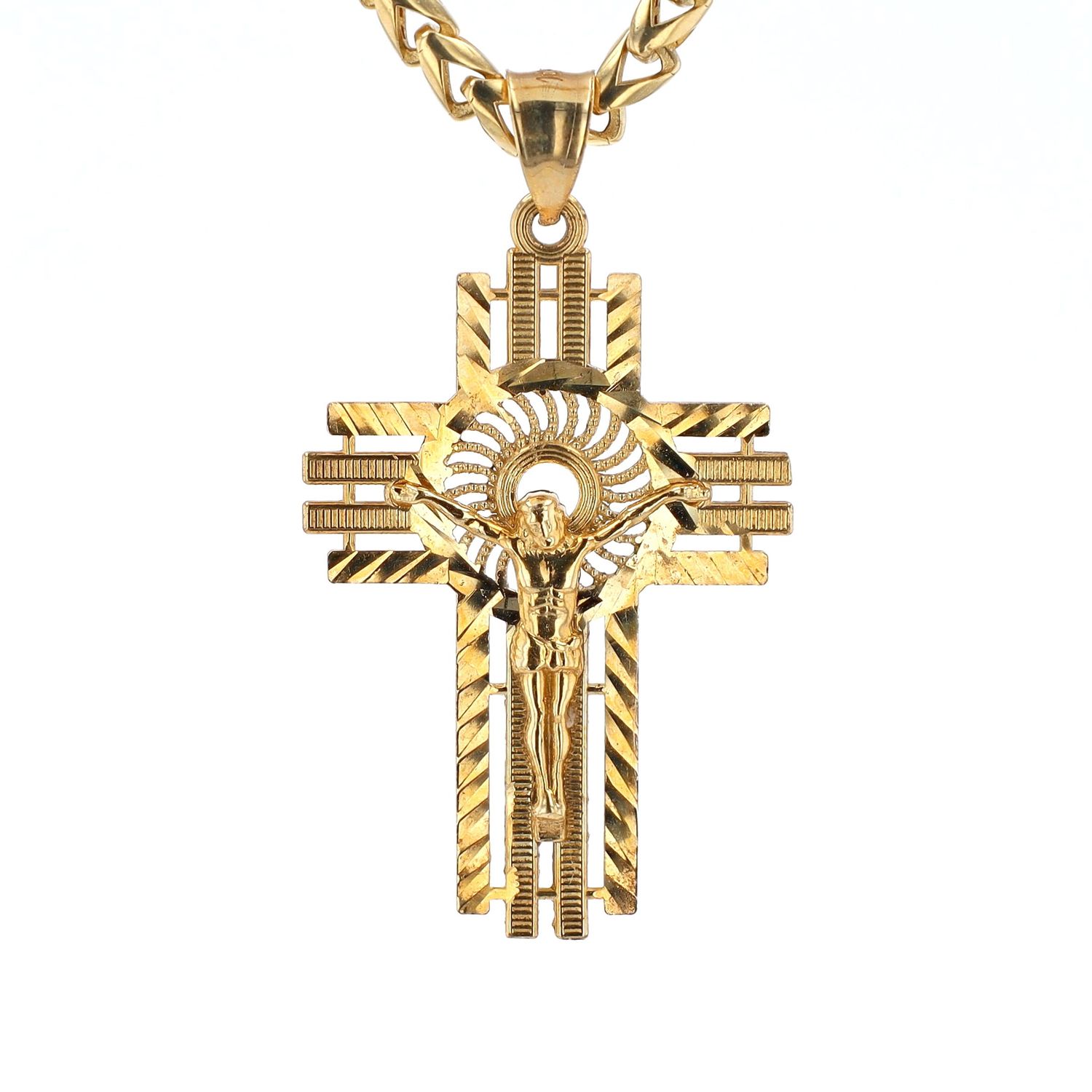 Fancy Jesus on Cross Pendant 10kt YG 4.5gr       PN000809