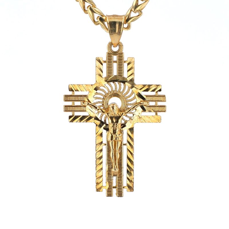 Fancy Jesus on Cross Pendant 10kt YG 4.5gr       PN000809