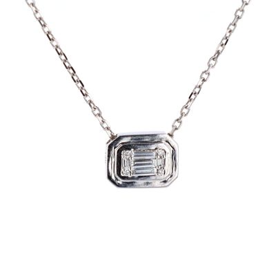 Baguette Cluster Necklace 14kt WG 2.62gr 0.12cttw SI-GHI PN0001046