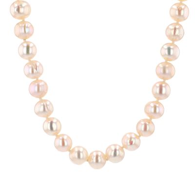 Cultured White Pearls 14kt YG Lock 7-8mm 18&quot; NE00119
