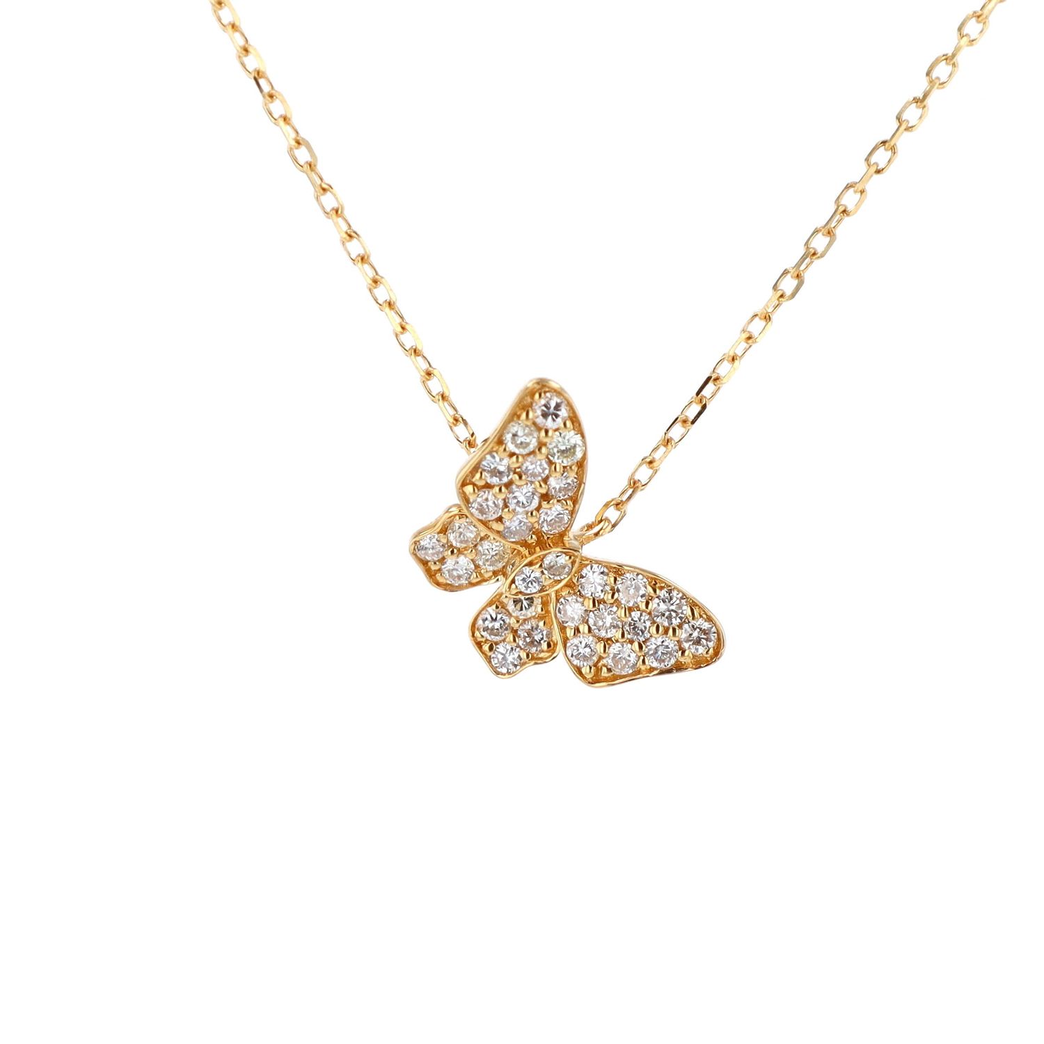 Diamond Butterfly Necklace 18kt YG 1.9gr 0.25cttw 16&quot; PN00114