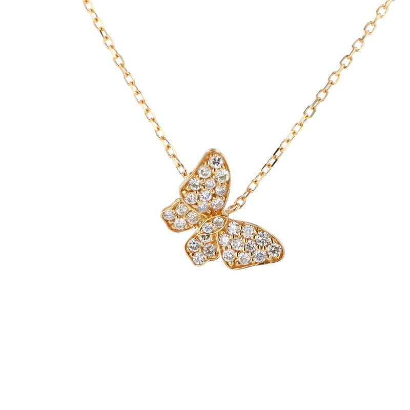 Diamond Butterfly Necklace 18kt YG 1.9gr 0.25cttw 16&quot; PN00114